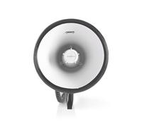 Megafono - Portata massima: 1500 m - Regolatore volume massimo: 120 dB - Microfono rimovibile - Sirena integrata - Funzione registrazione - riproduzione USB - Tracolla - Nero/Bianco
