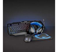 Nedis Nedis - Kit combo di gioco - 4-in-1 - tastiera, cuffia, mouse e tappetino per mouse - 5 V 0,5 A - destrorsi - 6 pulsanti - Sistema operativo Windows - USB - 1200/1600/2000/3200 dpi QWERTY Disposizione IT