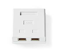 NEDIS Network Wall Box | On-Wall | 2 Ports | S/FTP CAT6 | Straight | Gold Plated | PVC | White | Envelope Bianco