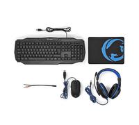 Nedis, Pacchetto da gioco 4 in 1 con tastiera QWERTY retroilluminata, Nero