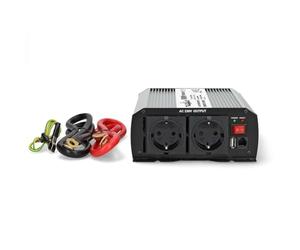 Nedis PIM100012FGY - Inverter di corrente - Onda sinusoidale modificata - 1000 W continui - 2000 W di picco - 12 V DC a 230 V AC - 50 Hz - Tipo F/USB-A - Morsetti a vite - Argento