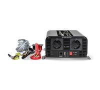 Nedis PIP100012FBK - Inverter di corrente - Onda sinusoidale pura - 1000 W continui - 2000 W di picco - 12 V DC a 230 V AC - 50 Hz - Tipo F/USB-A/USB-C - Morsetti a vite - Nero