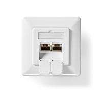 NEDIS Presa da Parete di Rete - da Incasso - 2 Porte (s) - CAT6 - Diritta - Presa - Placcato Oro - PVC - Bianco - Scatola