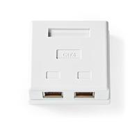 Nedis Presa di rete da parete - a parete - 2 porte (s) - STP CAT6 - diritta - presa - Placcato oro - PVC - Bianco - Scatola