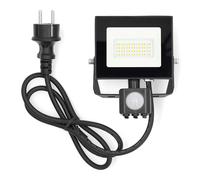 Nedis, Proiettore LED da esterno 20W 4000K 1620lm IPX4 con sensore PIR, Nero [EEK: F]