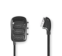 SCART Box - Presa SCART 3X SCART - Nichelato - Risoluzione massima: 800x480-0.50 m - Rotondo - PVC - Nero - Scatola