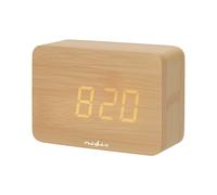 Nedis, Sveglia da scrivania in legno con display LED e funzione snooze, Marrone