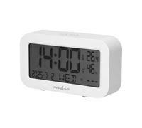 Nedis, Sveglia Digitale con Schermo LCD Data Temperatura Funzione Snooze, Bianco