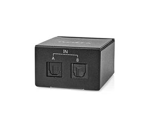 Nedis Switch audio digitale | 2 vie | Connettori - Ingresso: DC Power / 2 X TosLink | Connettori - Uscita: TosLink | Manuale/Interruttore | Metallo | Nero