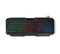 Nedis, Tastiera da gioco con layout cablato Germania retroilluminata a LED, Nero