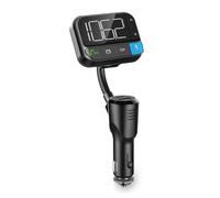 NEDIS Trasmettitore FM Audio per Auto | A Collo di Cigno | Chiamata a Mani libere | 2" | Schermo Bianco Nero | Bluetooth® | PD 20 W/QC 3.0 | Ricarica Rapida | Aumento dei Bassi | Google Assistant /