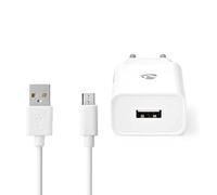 Nedis USB-A caricatore domestico con 1 porta e cavo USB Micro B sciolto - 2,1A / bianco - 1 metro