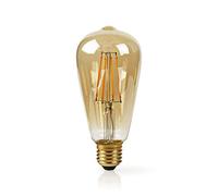Nedis WIFILF10GDST64 - Lampadina a filamento a LED, E27, ST64, 5 W, 500 lm, oro, bianco caldo