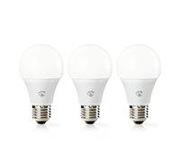 Nedis WIFILW31WTE27 Smart Wi-Fi E27 LED Lampadina 3-Pezzi Set, Caldo Bianco