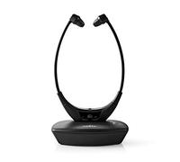 NEDIS Wireless TV Headphones Wireless Radio Frequency Headphones In-Ear, 4.5H Playtime, AUX, USB & Charging Base, Black 1.20 m