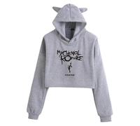 NEDLON My Chemical Romance Felpe con cappuccio corte Felpe Pullover Allenamento Abbigliamento sportivo Adulti Magliette con cappuccio Top Grafica Tendenza(Gray-B,S)