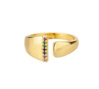 NEDOES Anelli con lettera zircone arcobaleno per donna Anello in acciaio inossidabile color oro Anelli per coppie di nozze regolabili Gioielli Boho