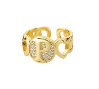 NEDOES Anelli con lettera zircone arcobaleno per donna Anello in acciaio inossidabile color oro Anelli per coppie di nozze regolabili Gioielli Boho