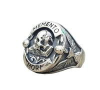 NEDOES Anelli con teschio con lettera vintage gotica per uomo Anello con scheletro punk alla moda per gioielli da donna