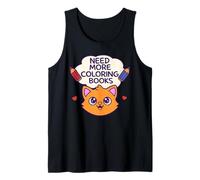 Need More Coloring Books Cute Cat & Colored Pencil Design Canotta