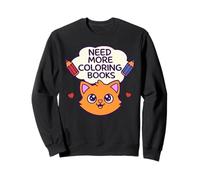 Need More Coloring Books Cute Cat & Colored Pencil Design Felpa