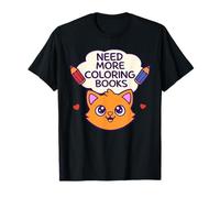 Need More Coloring Books Cute Cat & Colored Pencil Design Maglietta