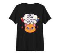 Need More Coloring Books Cute Cat & Colored Pencil Design Maglietta Premium