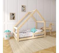 Need Sleep Letto Montessori con Sponde Casetta 90x180 cm in Legno Singolo Bambino 3-6 anni Casa Asimmetrico