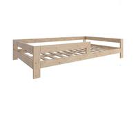 Need Sleep Montessori Lettino per bambini 140 x 190 cm con protezione anti-caduta e rete a doghe per bambini bambini a partire da 2 anni basso per ragazze e ragazzi in legno