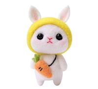 Needle Felting Wool Kit DIY Handmade Craft Material Package Tools Unfinished Rabbit Doll for Adults Kids Creative Art Projects Foam Workbench 11.5x8.5x3cm (Coniglietto Carota Nord)