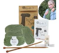 Needle It® - Kit completo per principianti con ferri da maglia - Sciarpa in lana per maglieria - Idea regalo Perfetta per Amanti del Fai-da-te (Verde Vivo)
