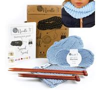 Needle It® Kit da maglia per principianti con ferri da calza - Snood da lavorare a maglia da soli - Per bambini o adulti - Idea regalo - Tempo libero creativo - Blu