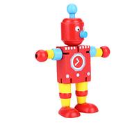 needlid Giocattoli robot in legno per bambini, giocattoli robot in materiale di legno di colore brillante, non tossici per i bambini(red)