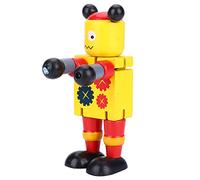 needlid Giocattoli robot in legno per bambini, giocattoli robot in materiale di legno di colore brillante, non tossici per i bambini(yellow)