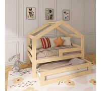 NeedSleep® letto casetta con letto estraibile | letto a castello legno per 2 bambini | letto singolo con letto estraibile | lettino montessoriano | letto a scomparsa (200x90/180x90, simmetrico)