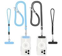 NeeKoDoLee Cordino per cellulare, confezione da 2 cordini universali multifunzione intorno al collo, 2 cinghie da polso e 2 cuscinetti antifurto, compatibile con iPhone, la maggior parte degli