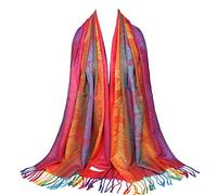 Neelamvar, Pashmina da donna con fiori colorati in cotone jacquard, scialle, sciarpa, Large