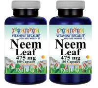 Neem Leaf 475mg Sangue Zucchero Supporto 2X100 Capsule 950mg per 2 Azadirachta