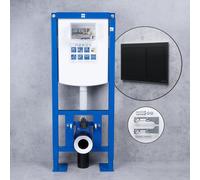 neeos VWTB elemento WC autoportante con piastre base grandi A: 112 cm, FP55 placca di azionamento in nero opaco e accessori di montaggio, 90724K+16785BM#SET, VWTB; FP55 [Elementi ad Incasso > Elementi