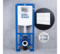 neeos VWTB elemento WC autoportante con piastre base grandi A: 112 cm, FP75 placca di azionamento in bianco e accessori di montaggio, 90724K+16786WH#SET, VWTB; FP75 [Elementi ad Incasso > Elementi Inc