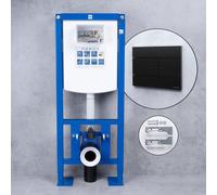 neeos VWTB elemento WC autoportante con piastre base grandi A: 112 cm, FP75 placca di azionamento in nero opaco e accessori di montaggio, 90724K+16786BM#SET, VWTB; FP75 [Elementi ad Incasso > Elementi