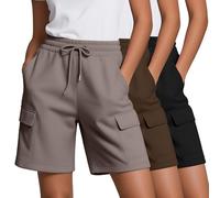 Neer Confezione da 3 Bermuda da Donna con 4 Tasche | Pantaloncini cargo lunghi da donna, sportivi, casual, lunghezza al ginocchio, in cotone, estivi, senza lacci