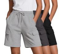 Neer Confezione da 3 Bermuda da Donna con 4 Tasche | Pantaloncini cargo lunghi da donna, sportivi, casual, lunghezza al ginocchio, in cotone, estivi, senza lacci