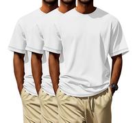 Neer Confezione da 3 camicie grandi e alte da uomo L-7XL, a maniche corte, da uomo, a girocollo, casual, ampie, magliette estive basic, 3XL