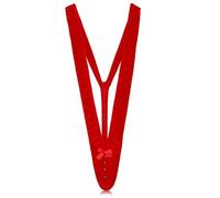 Neer Mankini a Stringa Perizoma Regolabile da Uomo Tanga a V-Stringa in Stile Borat per Natale Compleanno(Rosso,1 Pezzo)