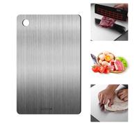 NEERIX Tagliere in acciaio inox, doppio lato per alimenti, in titanio, adatto anche come tagliere per pasta, da forno, da cucina, 29 x 20 cm
