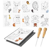 Neerow Set di formicolatori per bambini a partire dai 3, set con 10 immagini da ricamo, 2 aghi per formicolio e 2 feltro per formicolare, per progetti creativi, da utilizzare sotto la supervisione dei