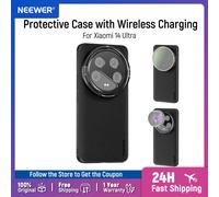 Neewer 14 Custodia Ultra protettiva con ricarica wireless Supporti per lenti da 17 mm e adattatore filtro da 67 mm TPU + PC per Xiaomi 14 Ultra