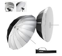 NEEWER 165cm Ombrello Parabolico Riflettente per Fotografia con Interno Argento, Illuminazione Soffusa con Copertura Diffusore,Borsa, per Fotocamera Studio Fotografico Luce Video Monoluce Flash, NS3U