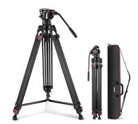 NEEWER 187cm Treppiede per Video con Testa Fluida, Piastra a Sgancio Rapido, Compatibile con DJI RS Gimbal Manfrotto, Resistente con Maniglia Telescopica, Base con Scala, per DSLR Massimo 8kg, TP74